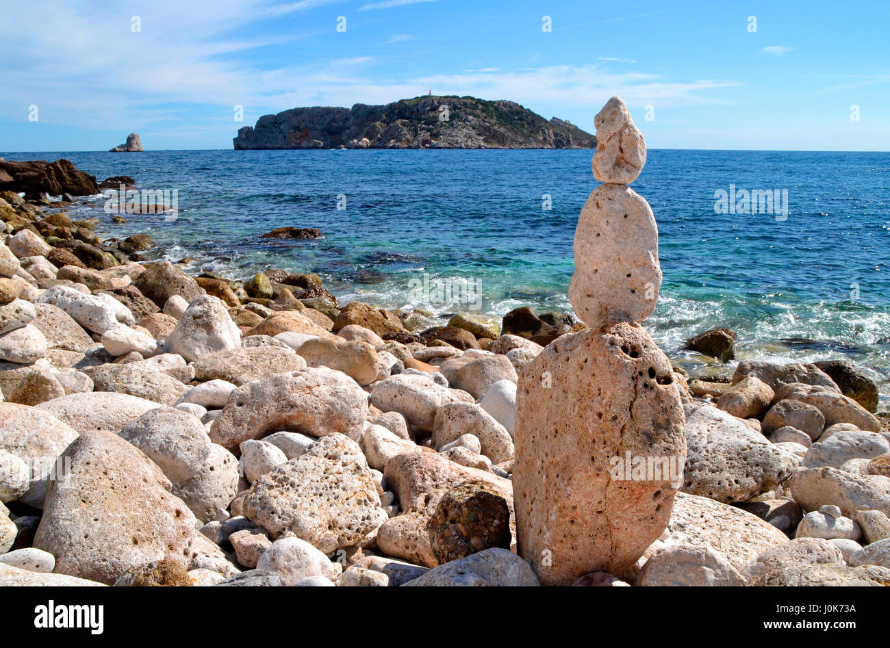 View of the beach in Estartit, Costa Brava - Girona, Spain Stock Photo