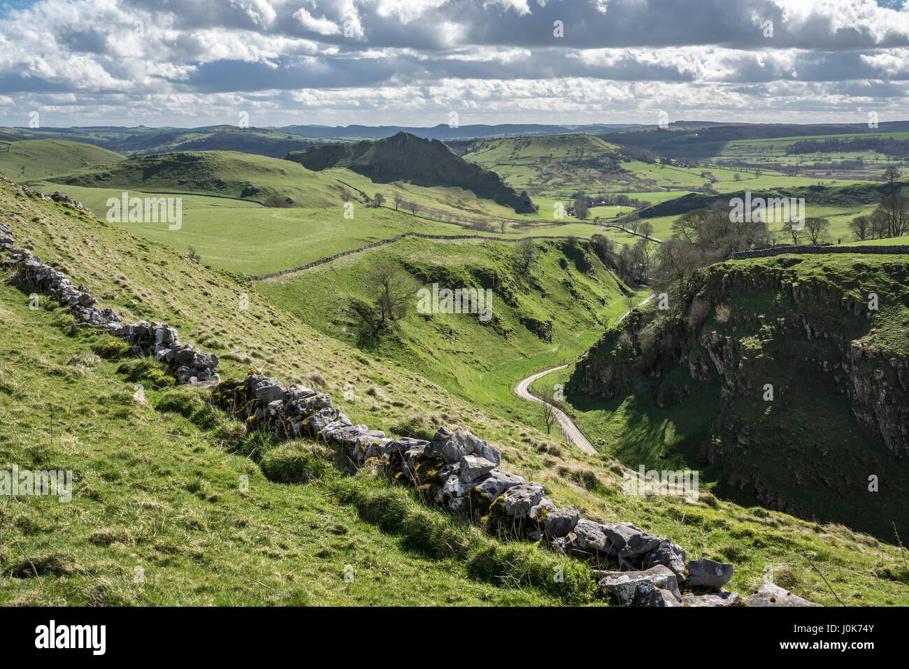 Dowel Dale and Parkhouse hill near Buxton, Derbyshire on a sunny spring day. Stock Photo