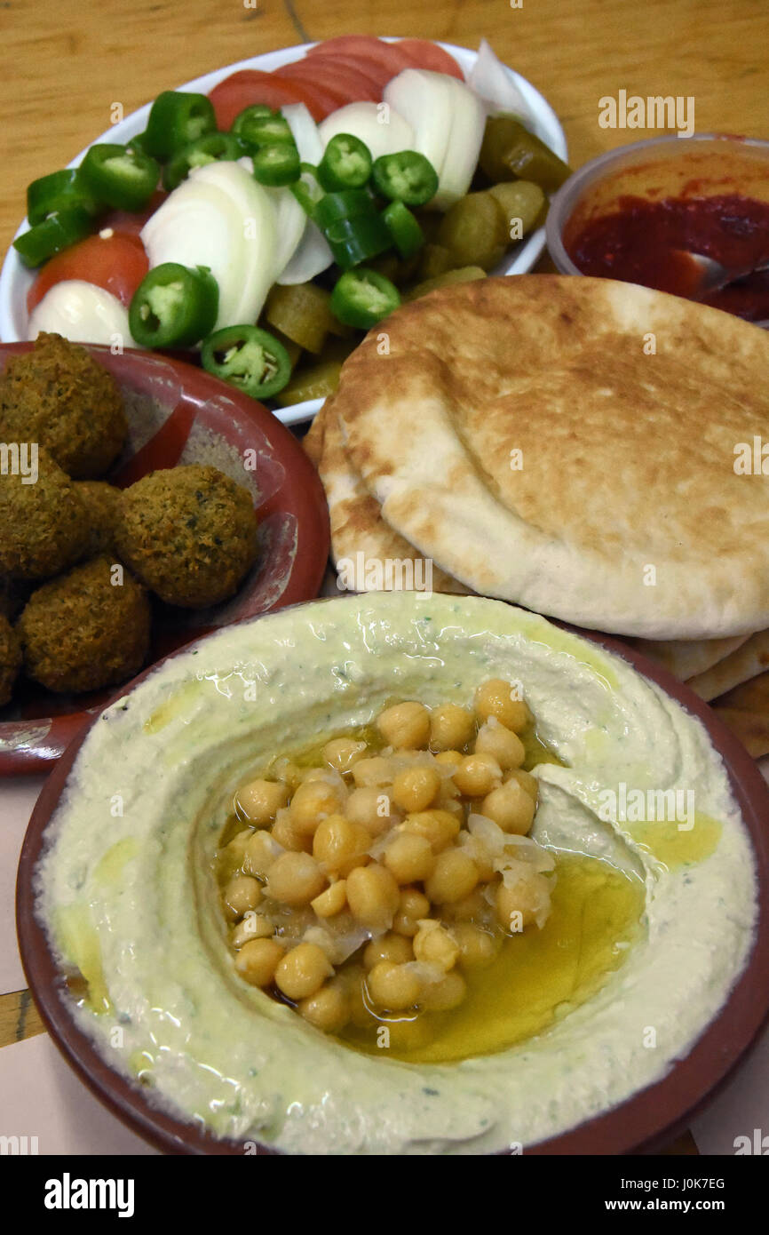 Hummus with falafel and chickpeas in Jerusalem, Israel Stock Photo Alamy