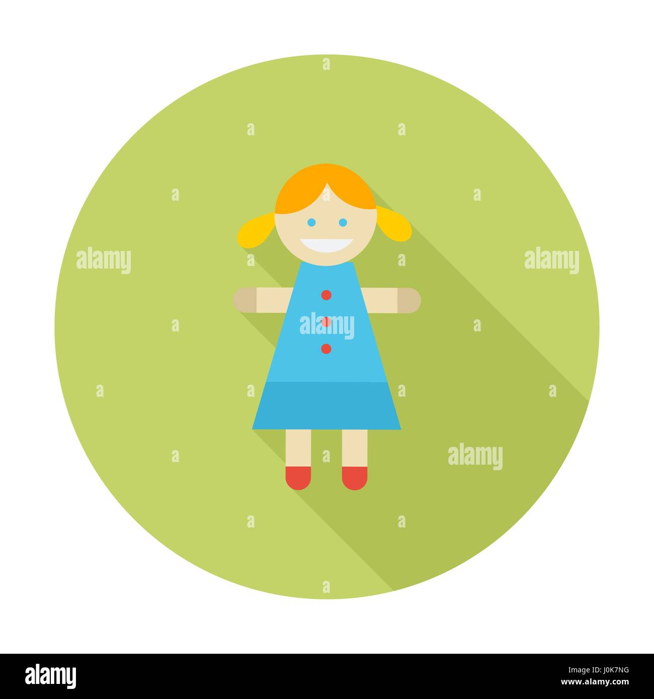 Doll toy icon. Flat vector related icon with long shadow for web and mobile applications. It can be used as - logo, pictogram, icon, infographic eleme Stock Vector
