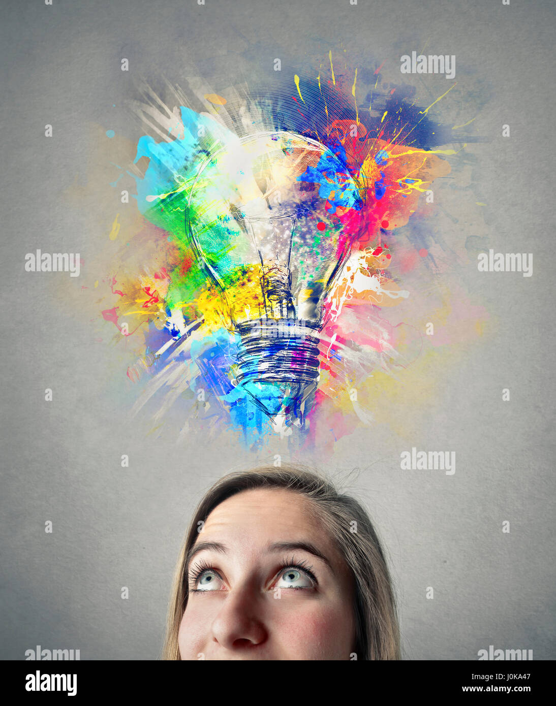 Woman with colorful plan Stock Photo