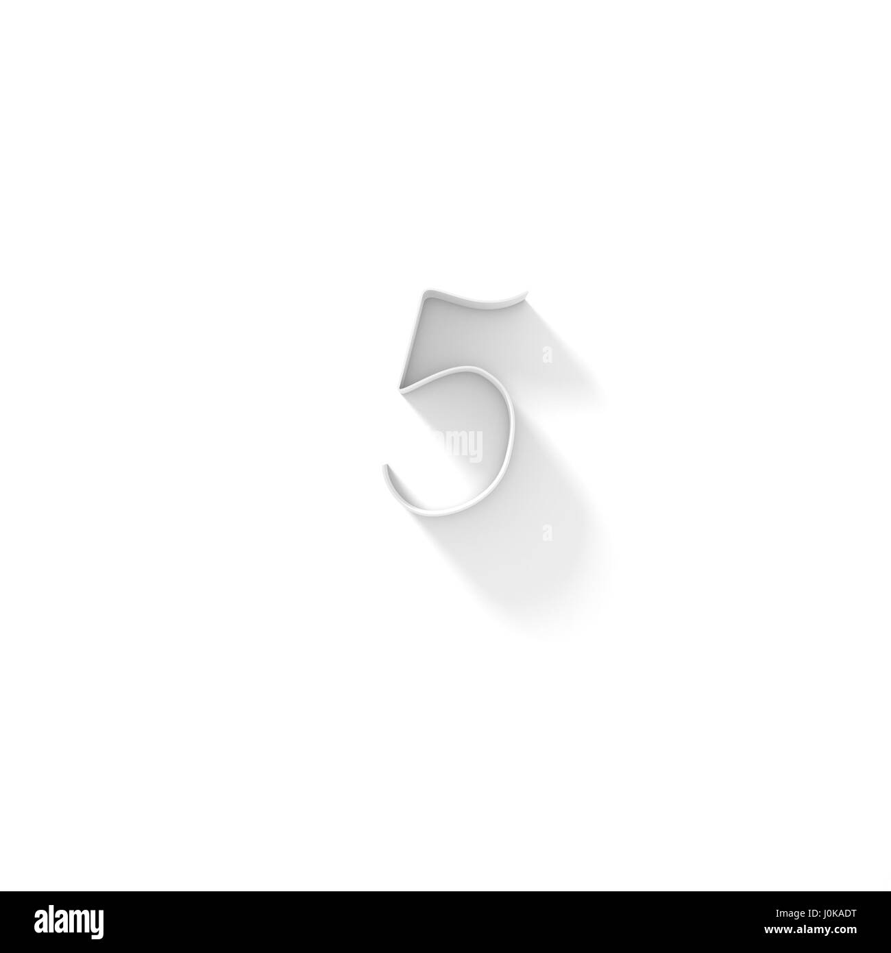 Long shadow handwritten font number FIVE 5 3D render illustration ...
