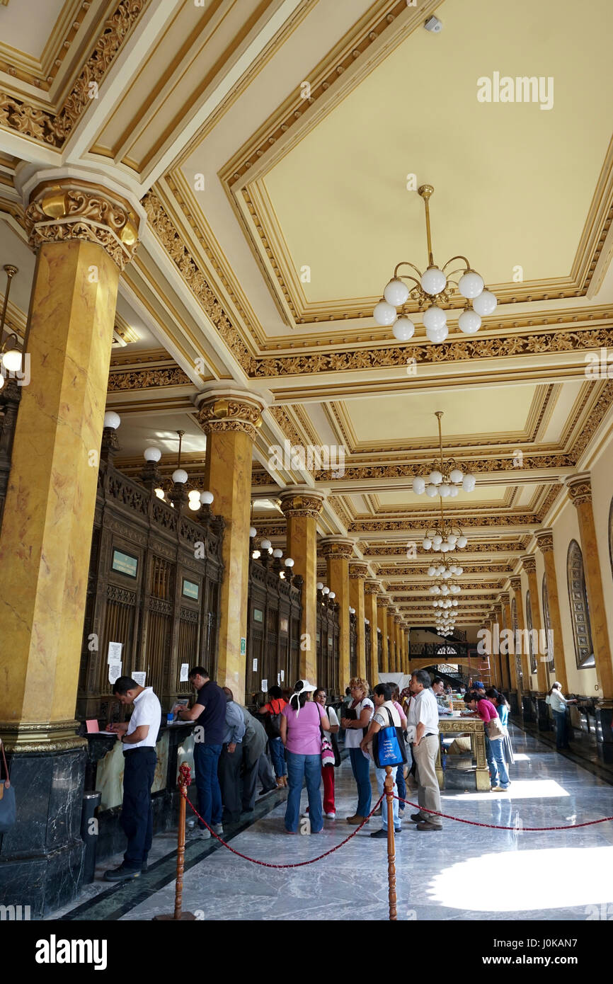 Historic Main Post Office in Mexico City, Mexico. The Palacio de Correos de Mexico or the