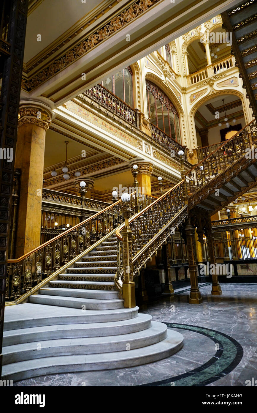 Historic Main Post Office in Mexico City, Mexico. The Palacio de Correos de Mexico or the