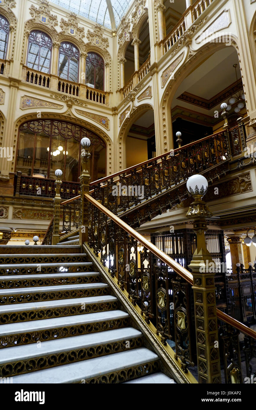 Historic Main Post Office in Mexico City, Mexico. The Palacio de Correos de Mexico or the