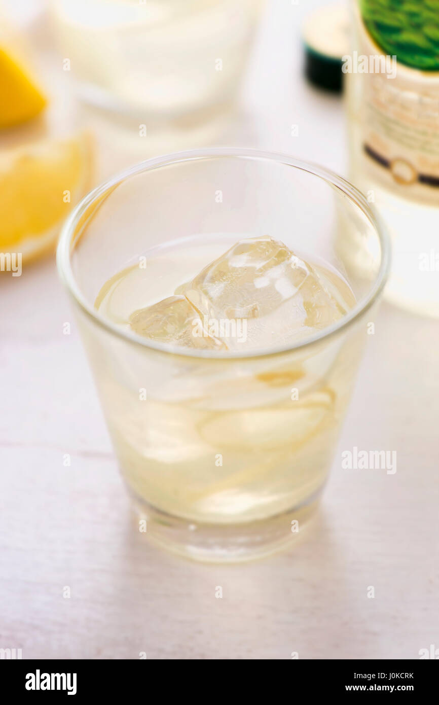 Bison grass vodka lemon drink Stock Photo