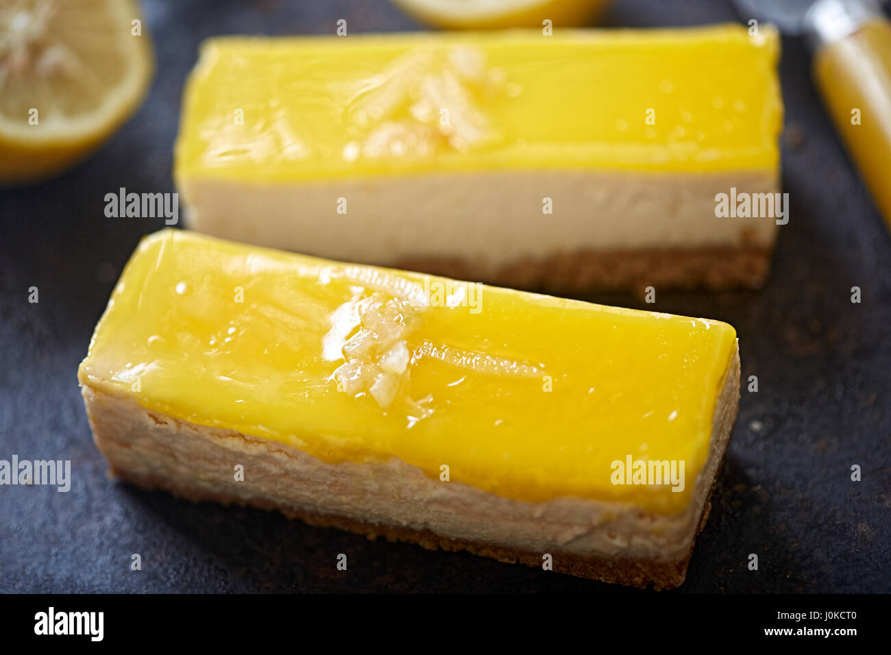 Lemon ricotta cheesecake slice Stock Photo Alamy