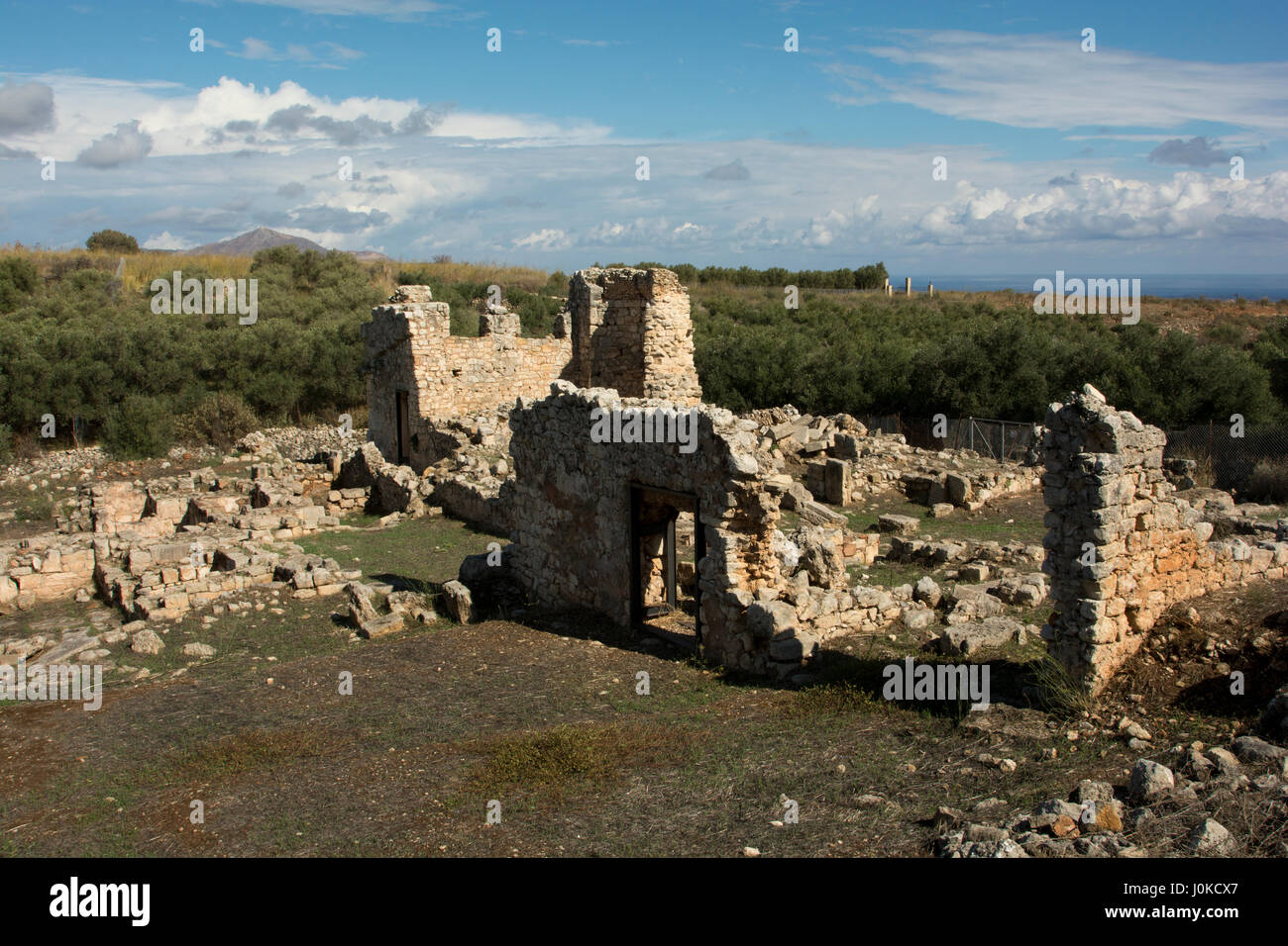 Aptera was an ancient city in western Crete built from the 7th century BC which was destroyed in 824 AC and is nowadays an archeological site.   Apter Stock Photo