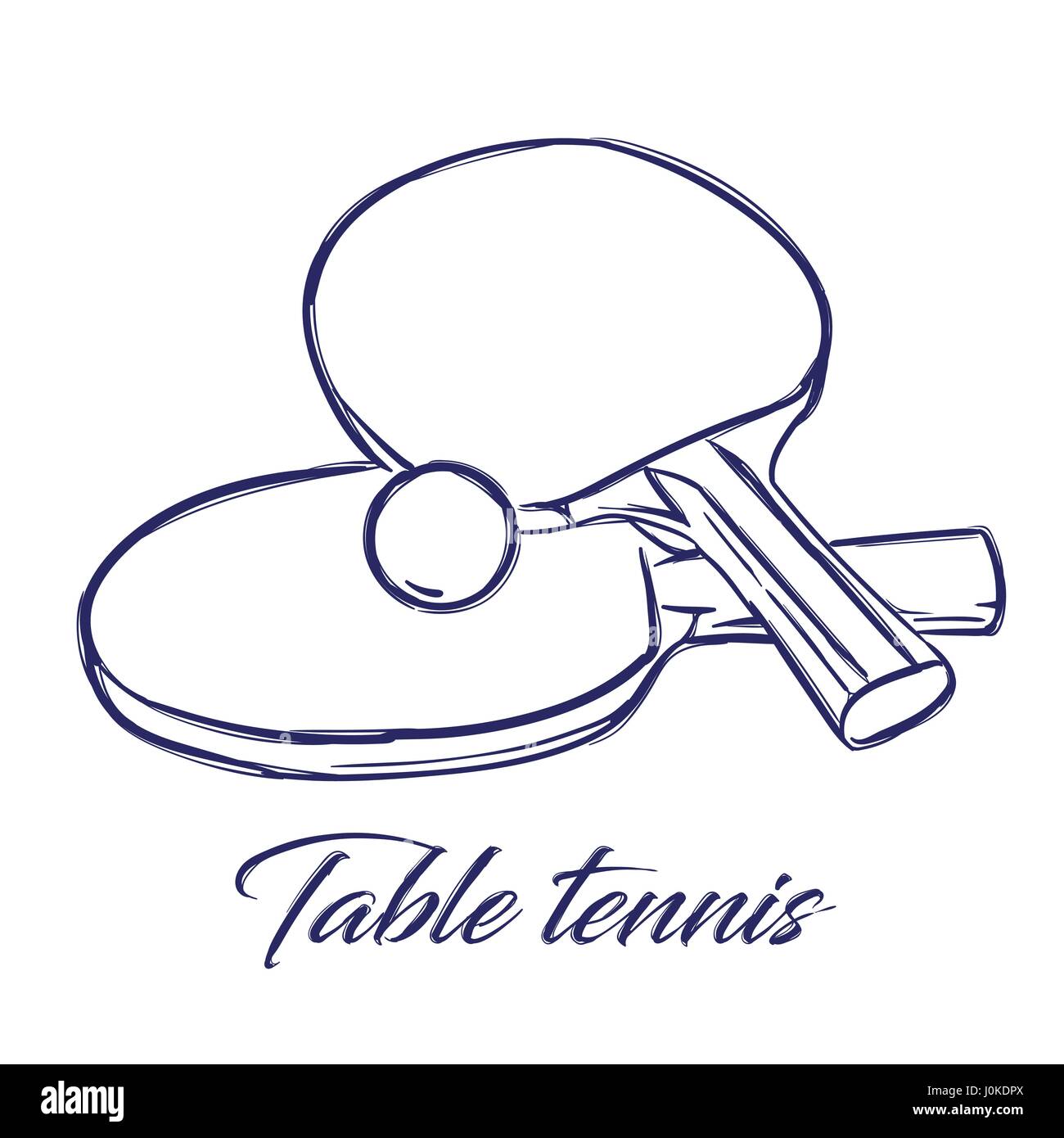 table tennis bats and ball Stock Vector