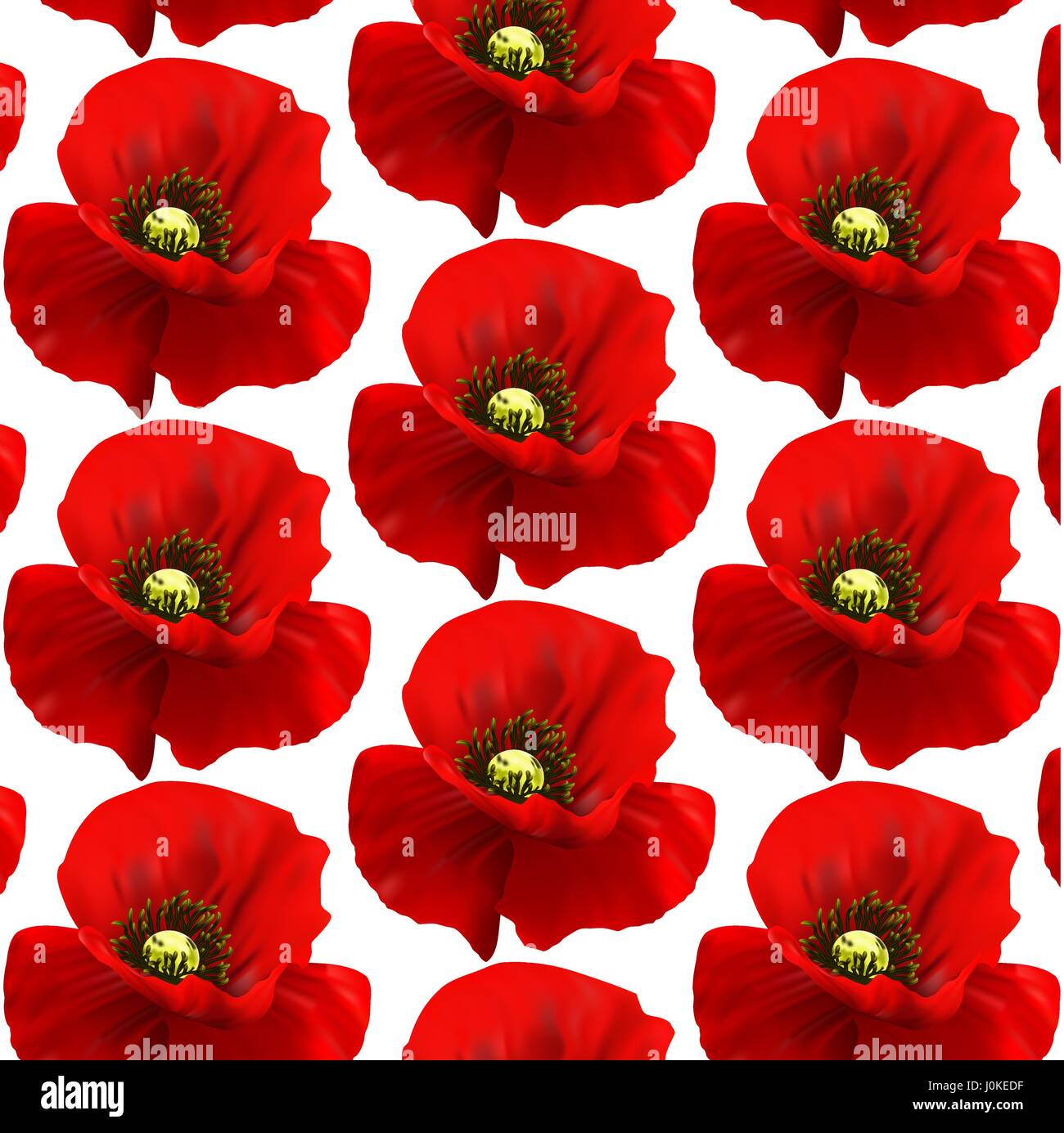 The flowers of red poppy closeup on blur background. Stock Vector