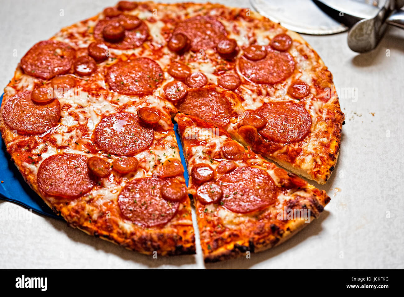 Pizza Salami Pepperoni Stock Photo Alamy