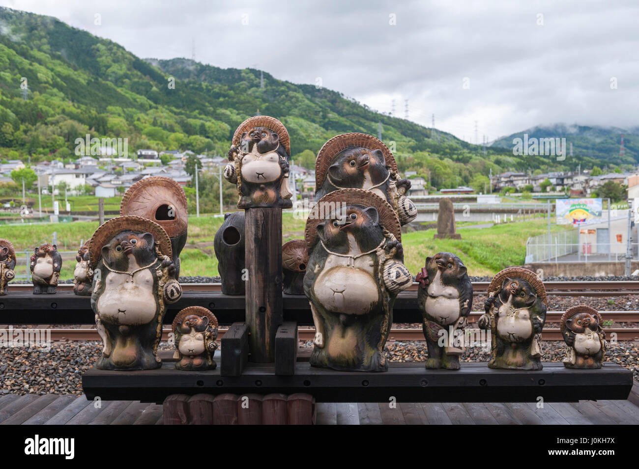 Kameoka, Japan March 2016 Statues of Japanese raccoon dog or tanuki