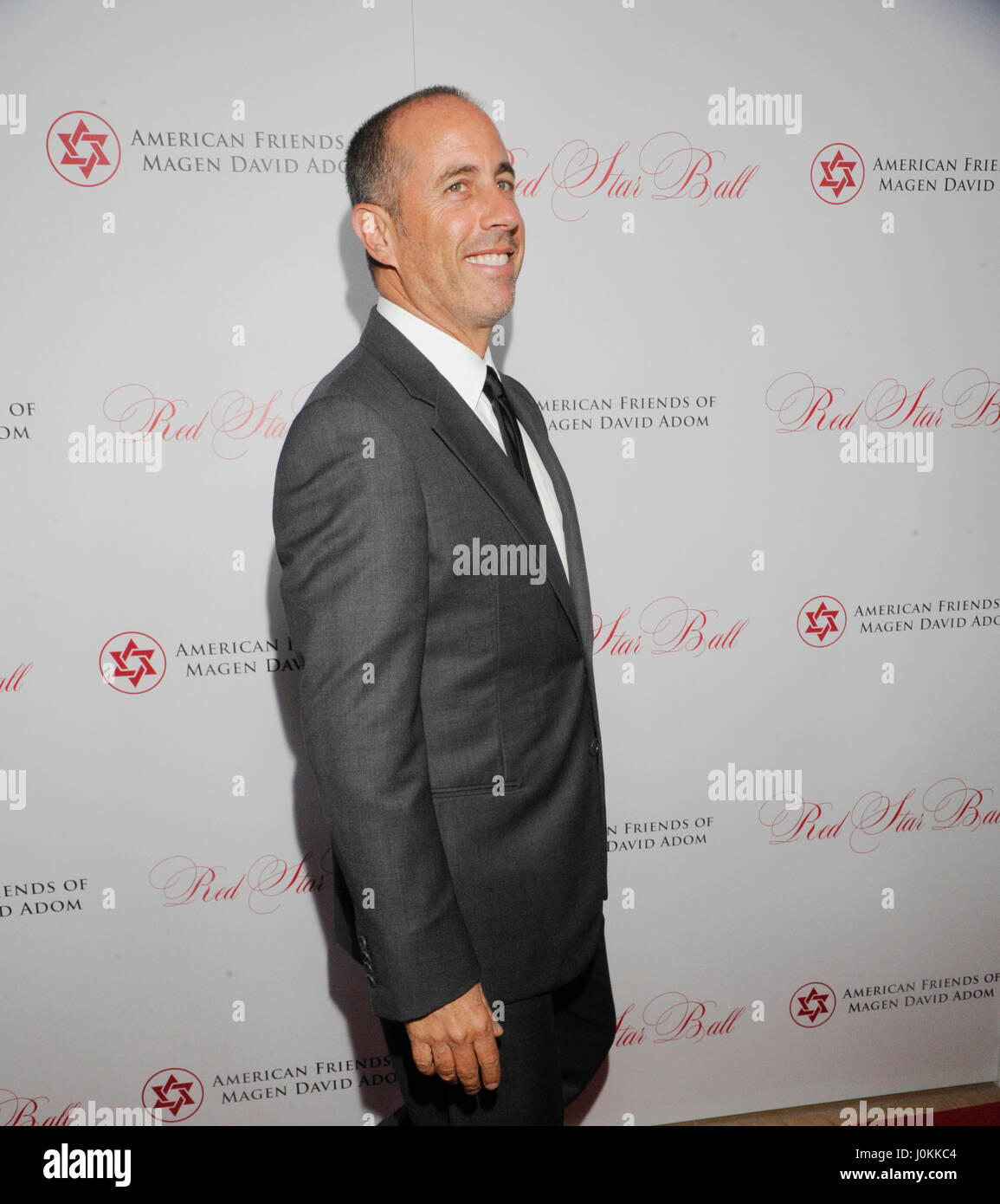 Comedian Jerry Seinfeld arrives at the American Friends of Magen David Adom (AFMDA) host 3rd Annual Red Star Ball at the Beverly Hills Hilton on October 22nd, 2015 in Los Angeles, California. Stock Photo