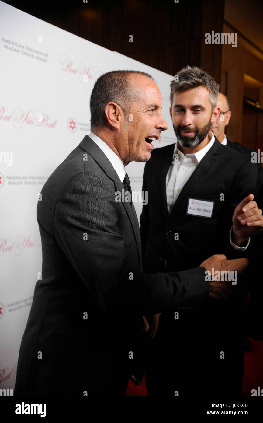 Comedian Jerry Seinfeld arrives at the American Friends of Magen David Adom (AFMDA) host 3rd Annual Red Star Ball at the Beverly Hills Hilton on October 22nd, 2015 in Los Angeles, California. Stock Photo