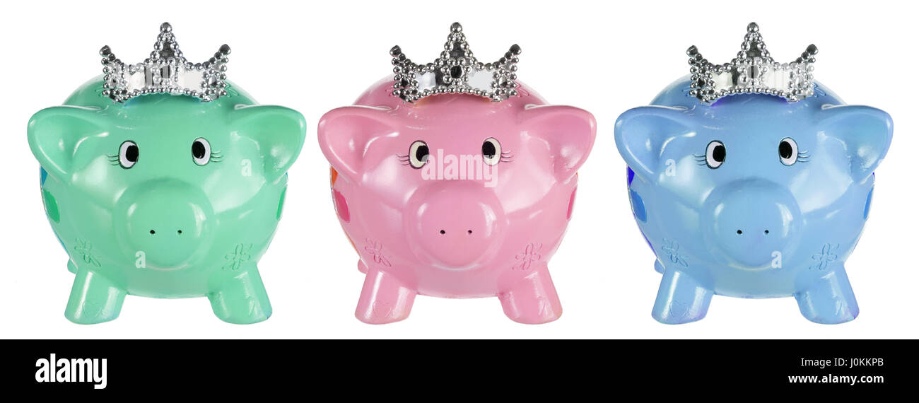 Piggy Banks on White Background Stock Photo - Alamy