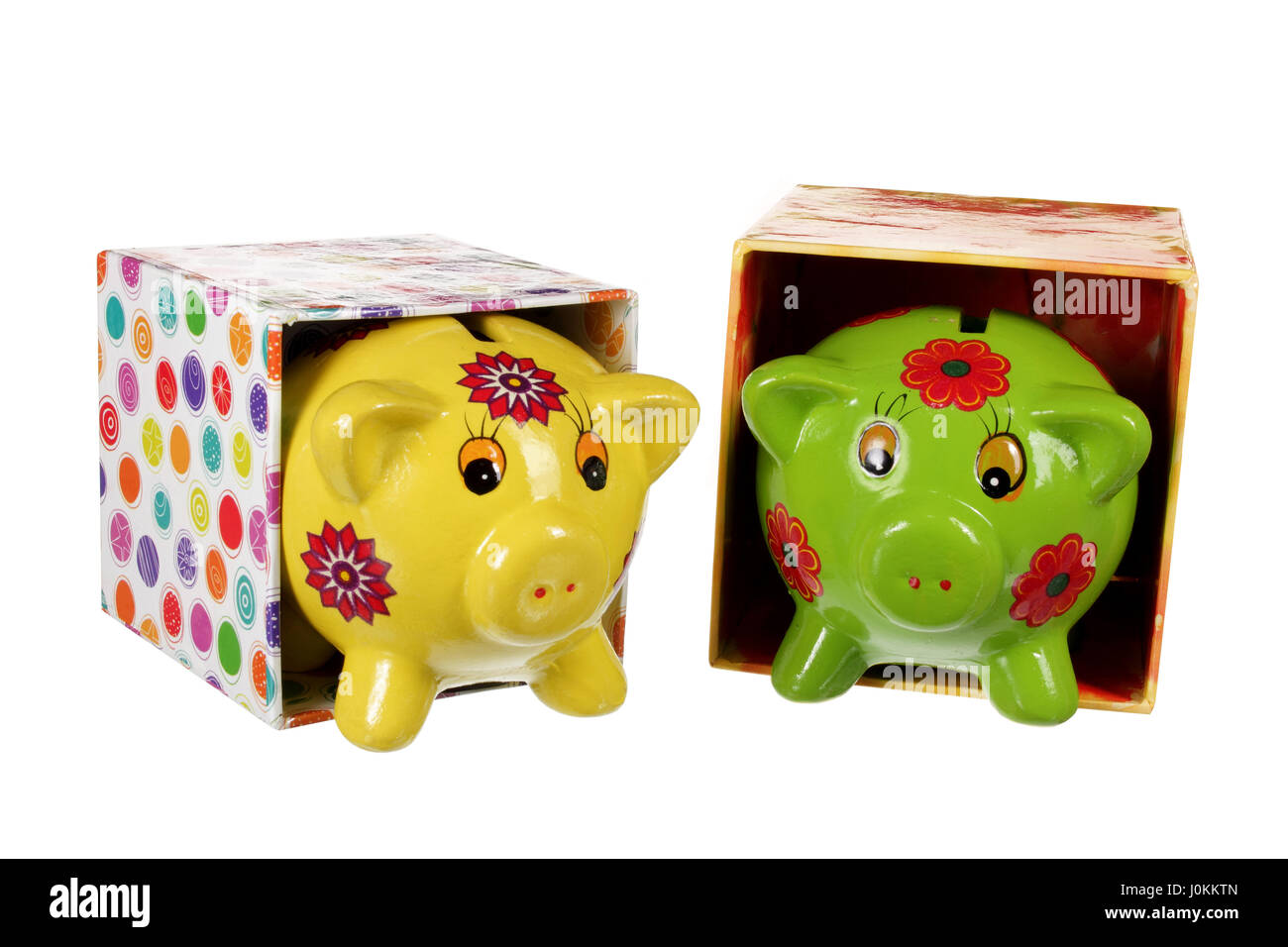 Piggy Banks on White Background Stock Photo Alamy