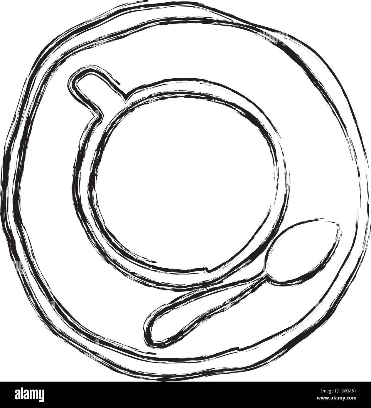 monochrome sketch hand drawn of coffee cup top view Stock Vector Image