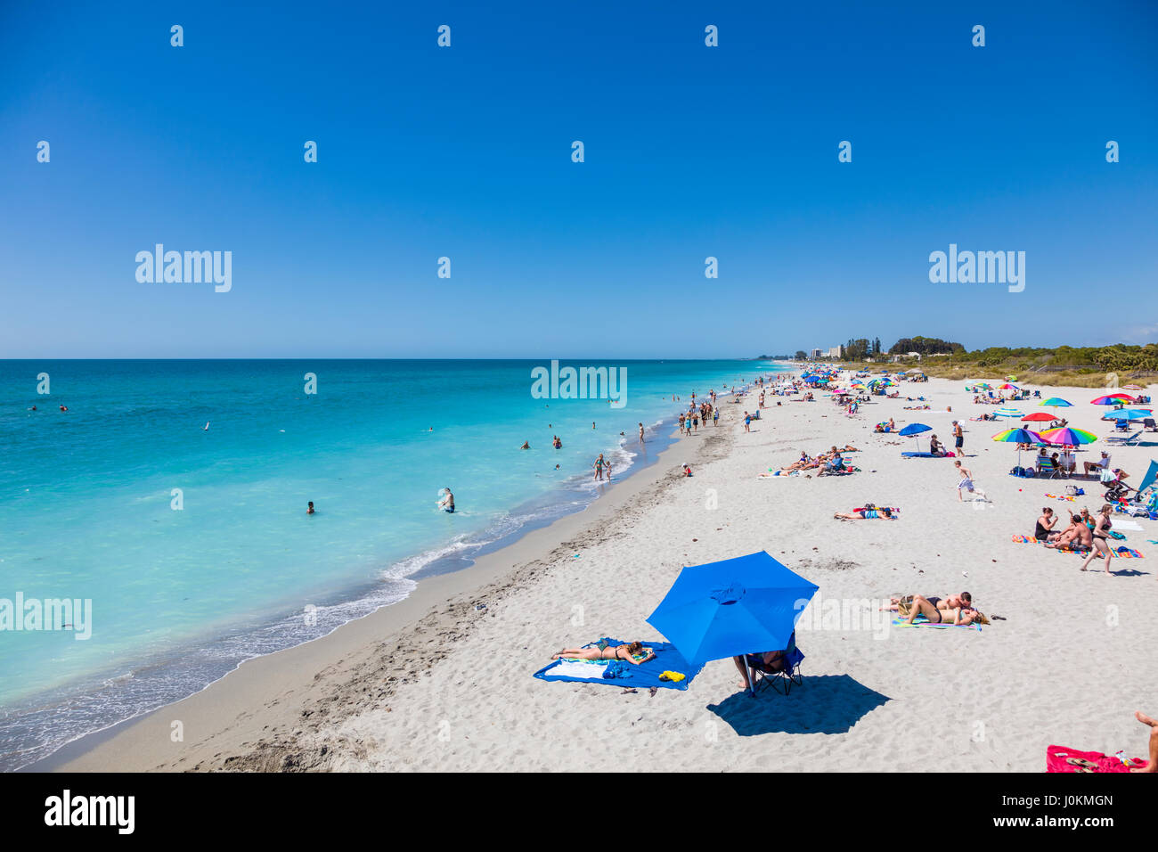 Beach at the Venice Pier on the Gulf of Mexico in Venice Florida Stock Photo