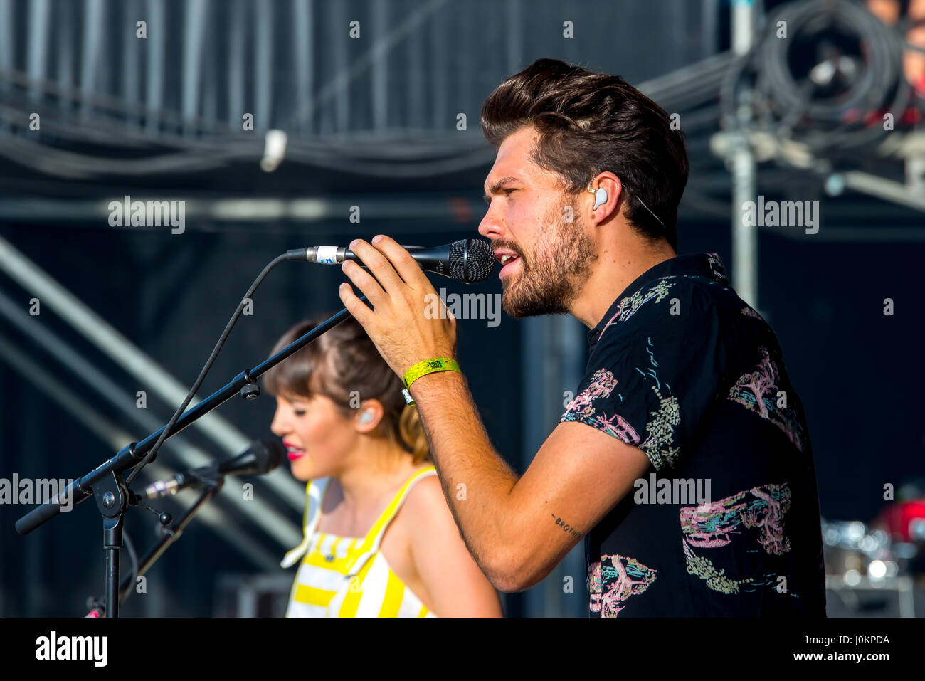 MADRID - SEP 10: Oh Wonder (alt-pop band) perform in concert at Dcode Music Festival on September 10, 2016 in Madrid, Spain. Stock Photo