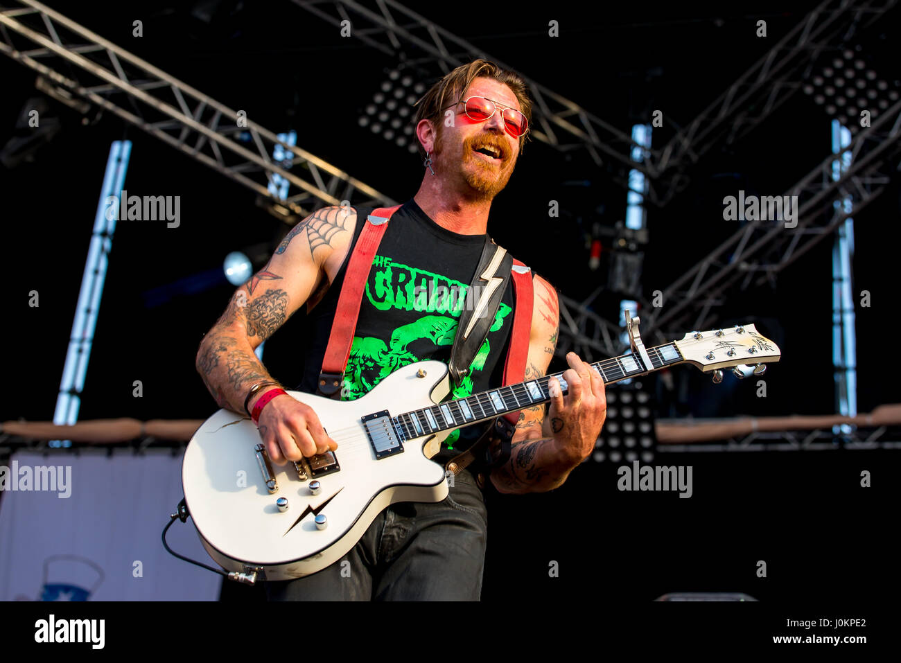 MADRID - SEP 10: Eagles of Death Metal (American rock band  founded by Jesse Hughes and Josh Homme) perform in concert at Dcode Music Festival on Sept Stock Photo