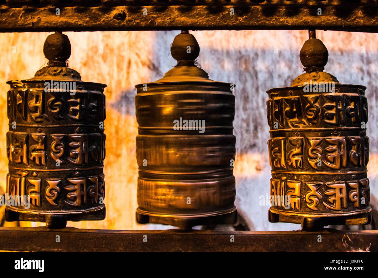 Prayer wheels at the Monkey Temple in Kathmandu, Nepal Stock Photo - Alamy