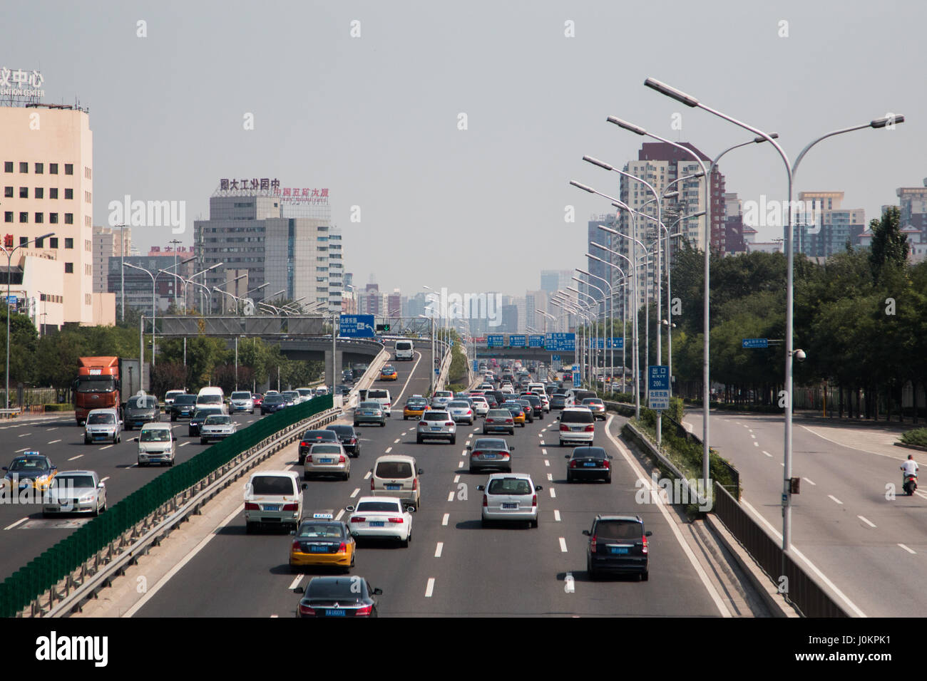 The rush hour chaos in Beijing taken from the Olympic park Stock Photo