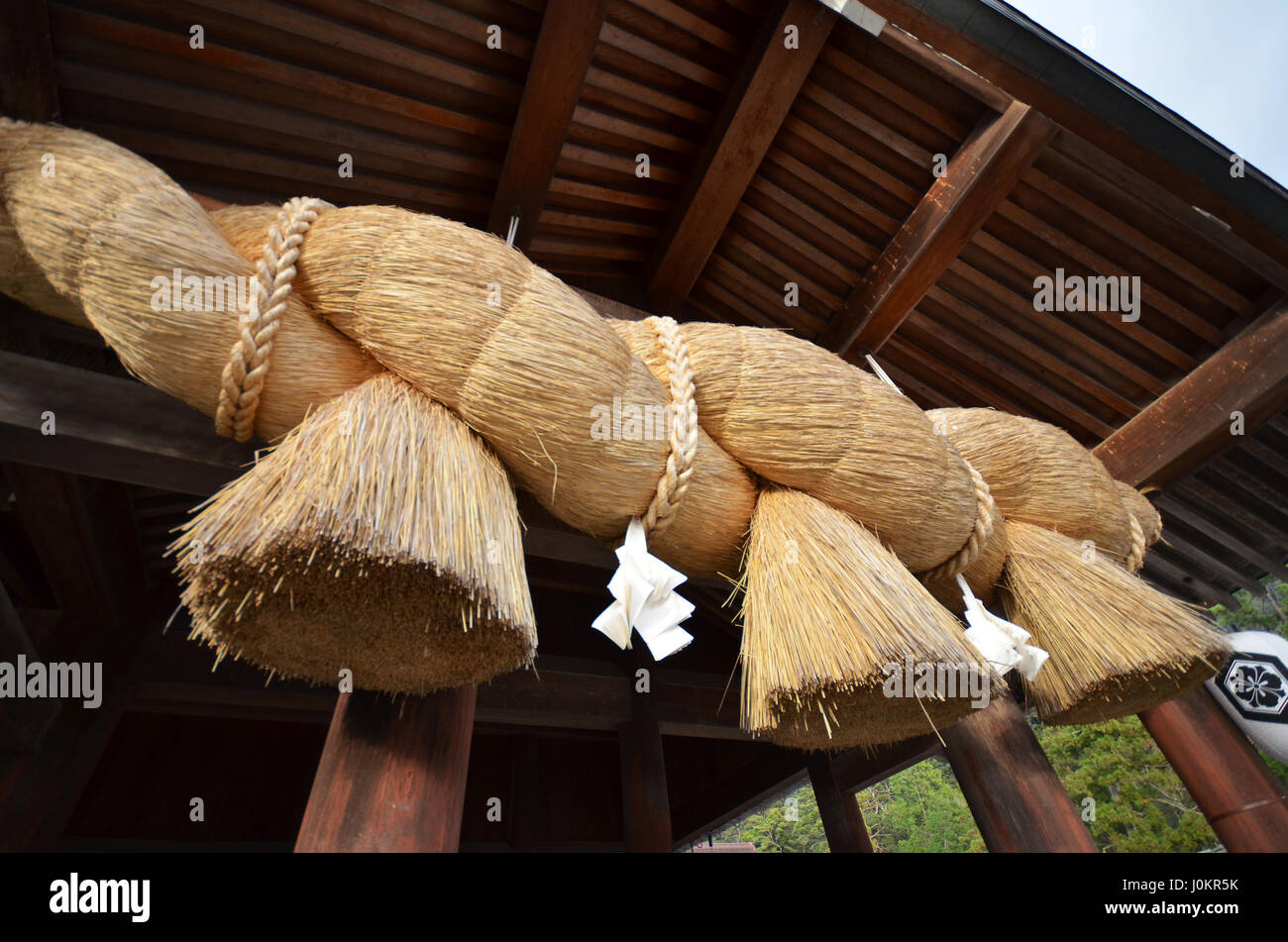 Sacred Straw Rope in front of the Prayer Hall of Izumo-taisha , Shimane ...