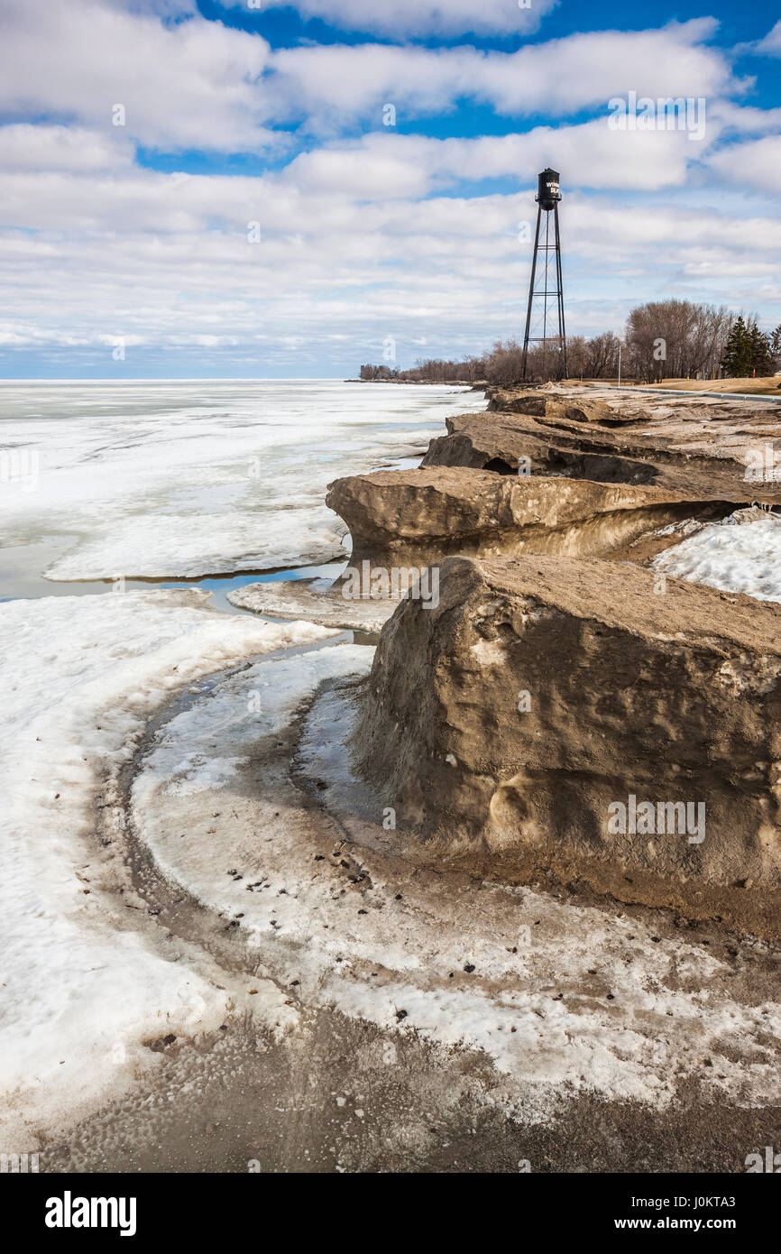 Water tower on winnipeg beach in winter Stock Photo Alamy