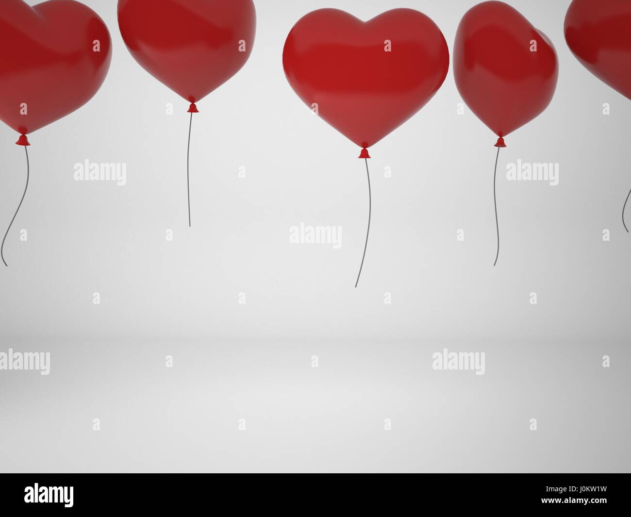 3D rendering red balloons in form of heart isolated on white background ...