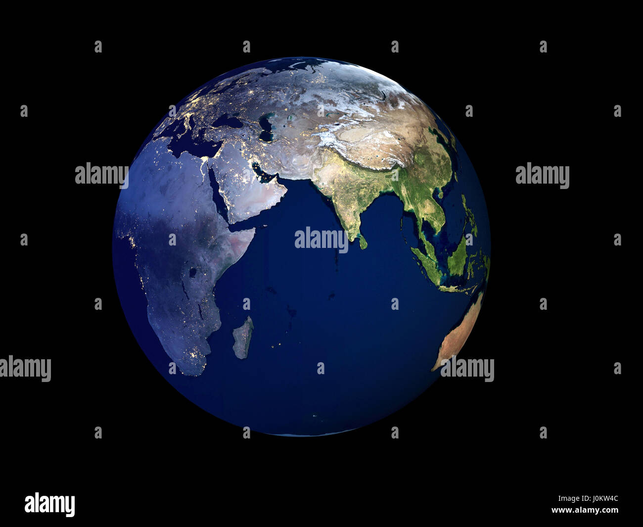 3D Rendering Planet Earth at day to night, globe model isolated on black Elements of this image furnished by NASA Stock Photo