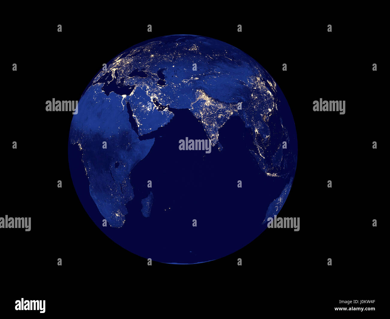 3D Rendering Planet Earth at night, globe model isolated on black Elements of this image furnished by NASA Stock Photo