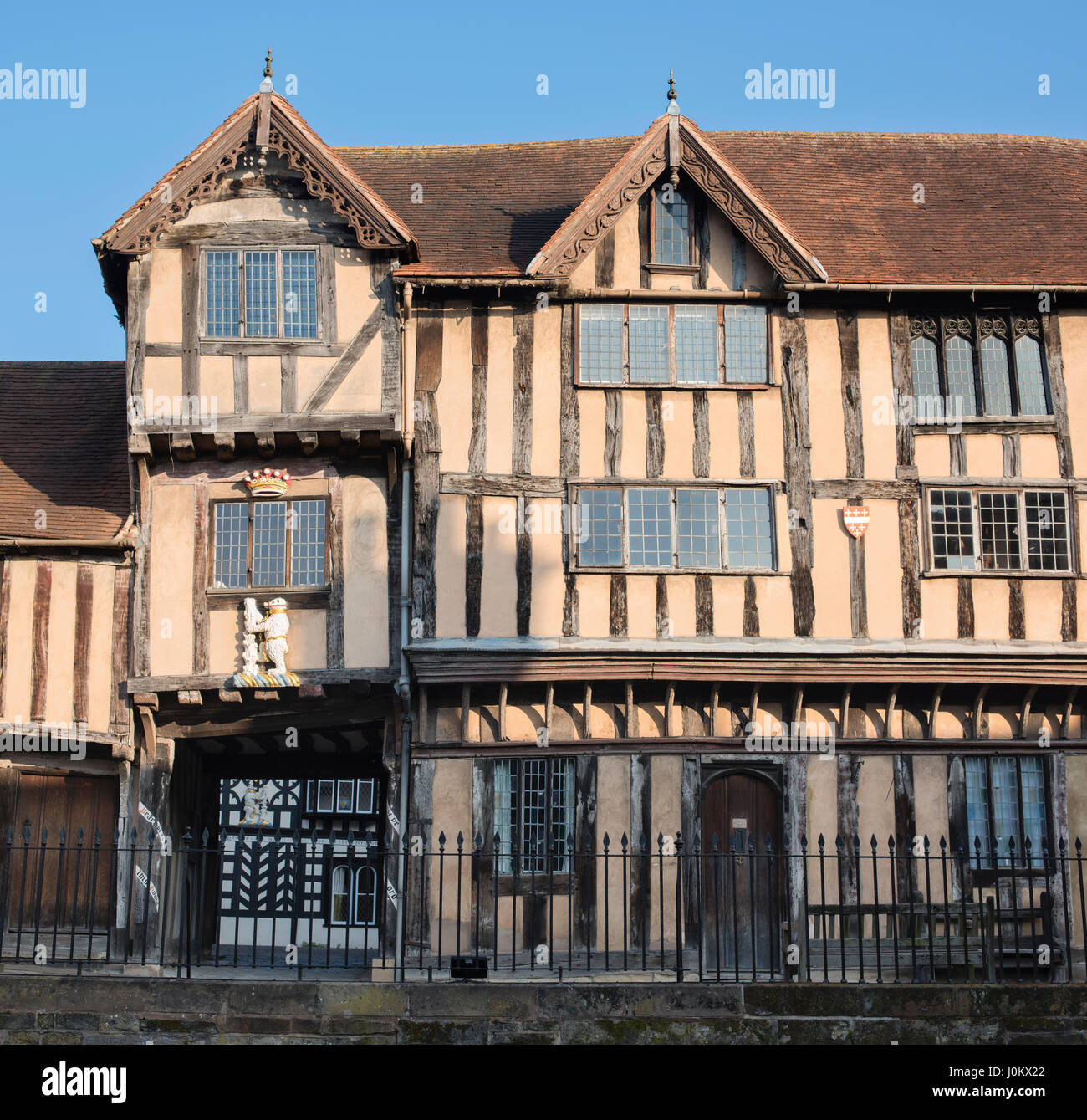 Lord Leycester hospital. Historic group of timber-framed buildings on Warwick High Street. Warwick, Warwickshire, UK Stock Photo