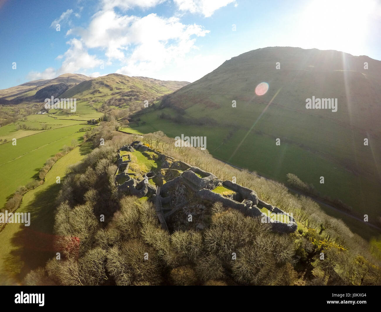 Aerial photographs of Castell Y Bere, Gwynedd Taken with a Drone by Professional Operators Stock Photo