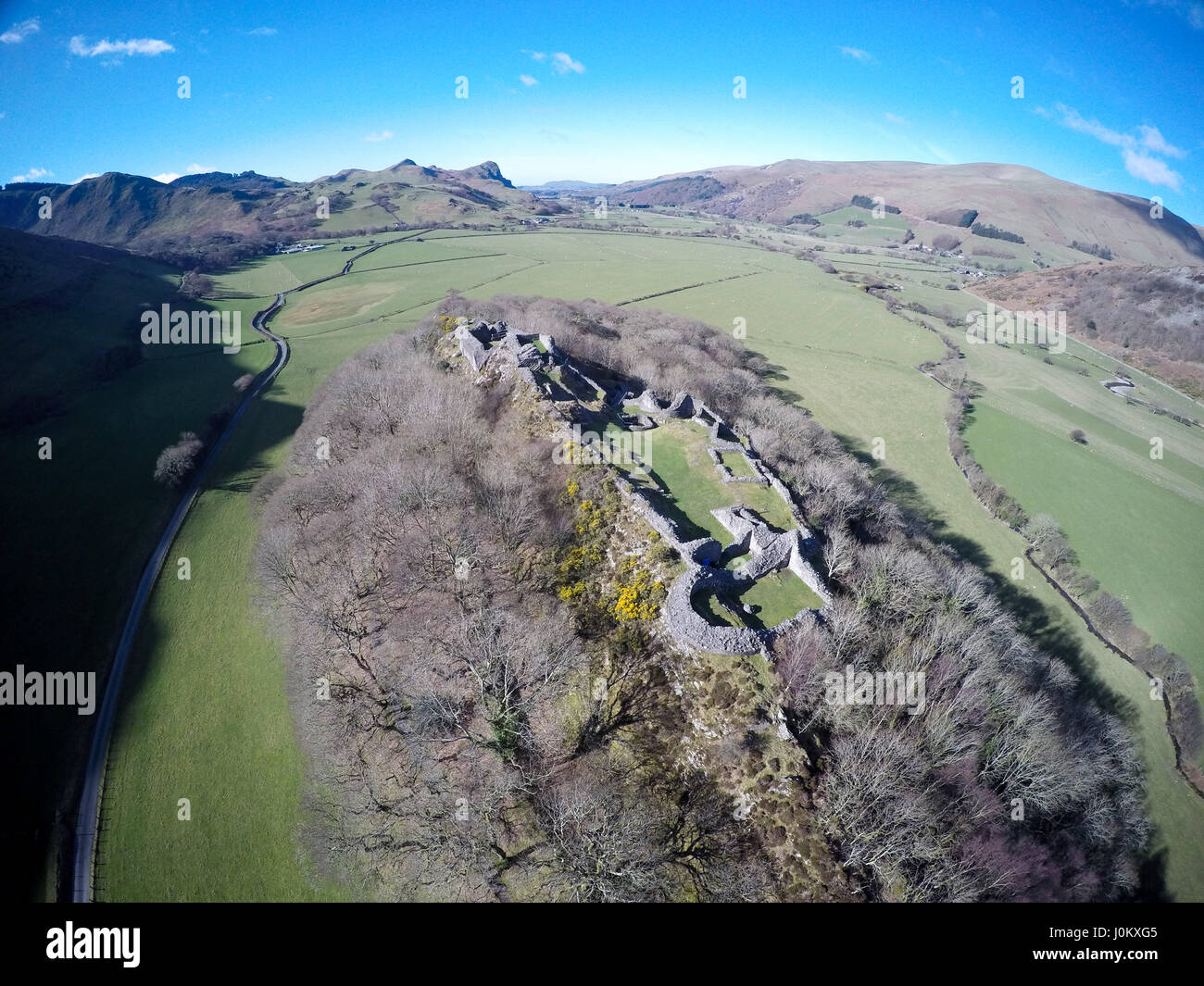 Aerial photographs of Castell Y Bere, Gwynedd Taken with a Drone by Professional Operators Stock Photo