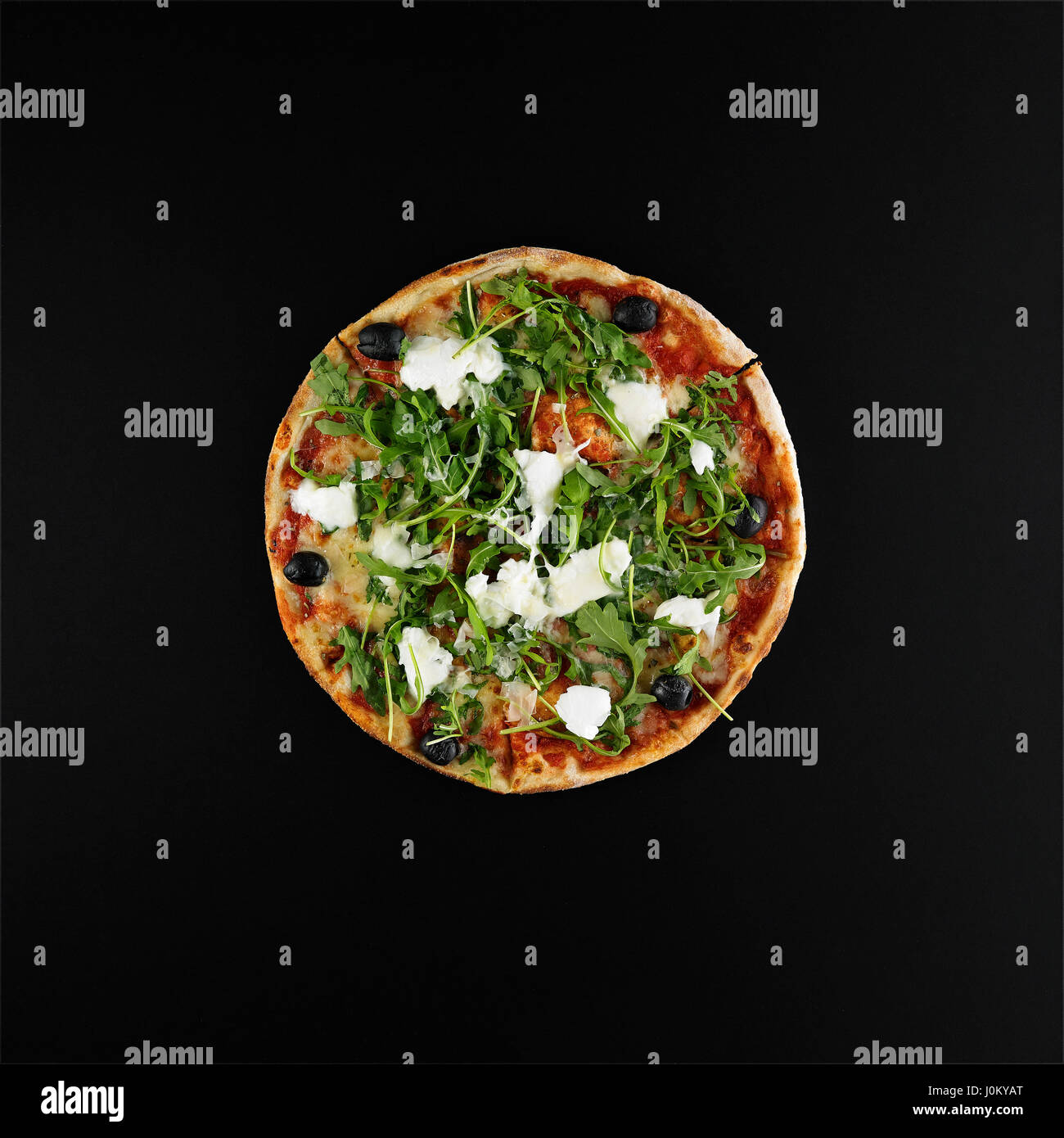 Pizza on Black background Stock Photo - Alamy