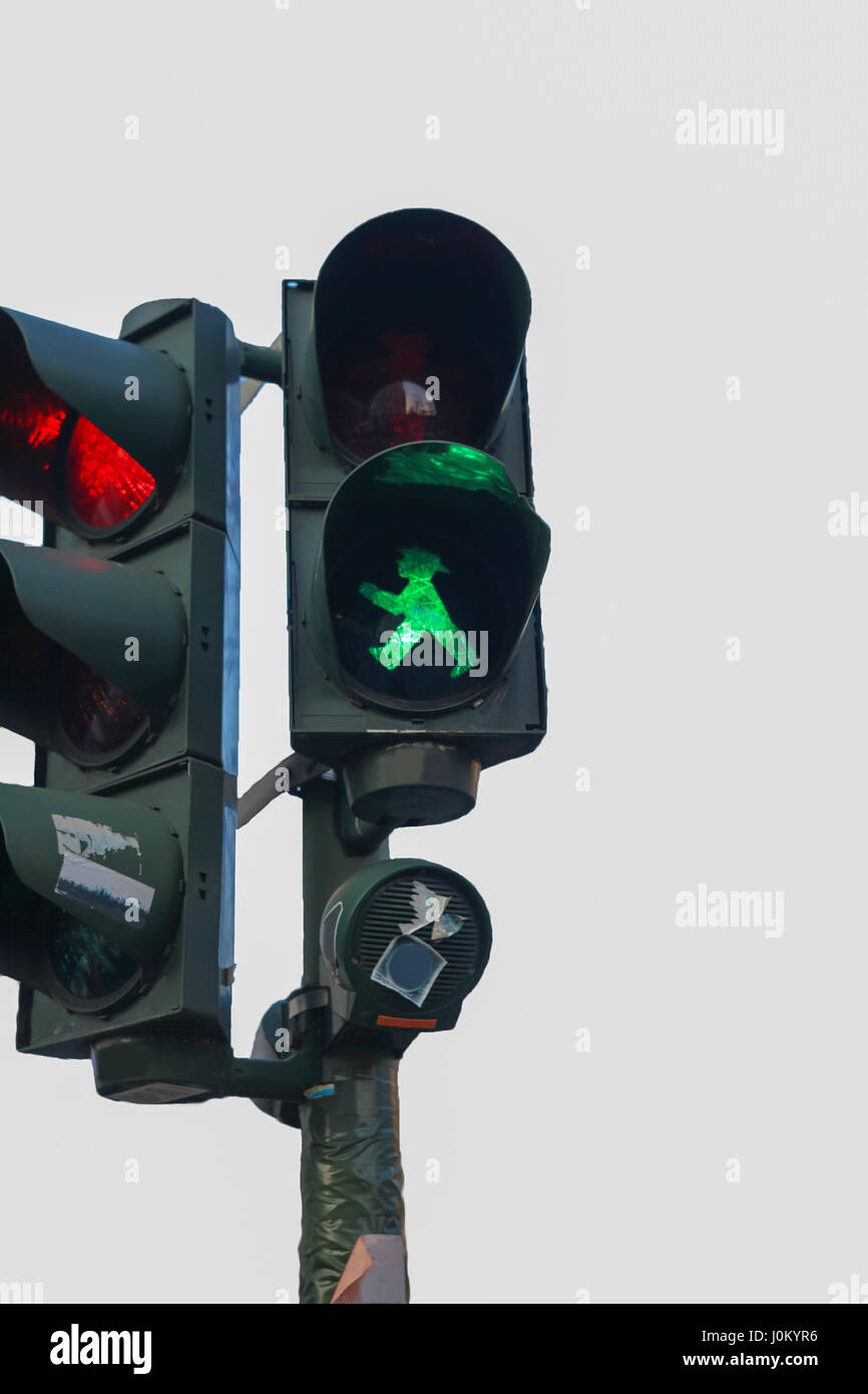 The green ampel männchen on the East Berlin streetlight Stock Photo
