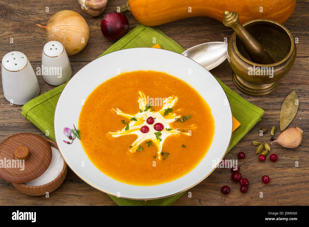 Spicy pumpkin puree soup. Studio Photo Stock Photo Alamy