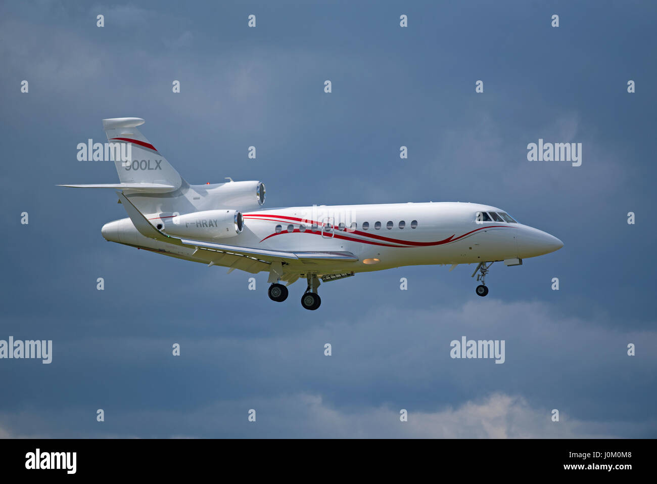 French built Dassault Falcon 900X Business Jet Aircraft arriving at Inverness Dalcross Airport. Highland Region Scotland. UK. Stock Photo