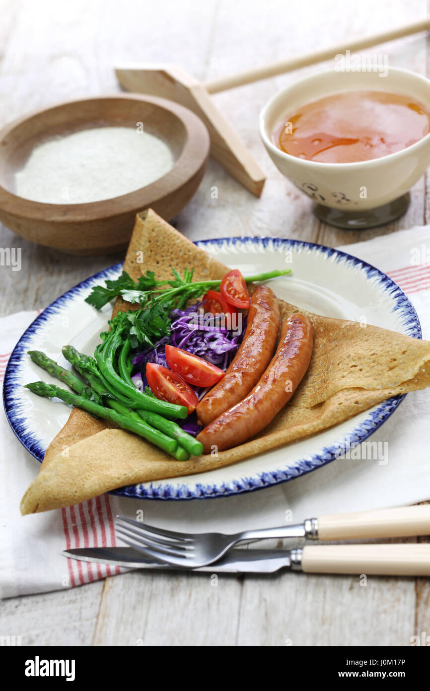 galette du triangle, buckwheat crepe, french brittany cuisine Stock Photo