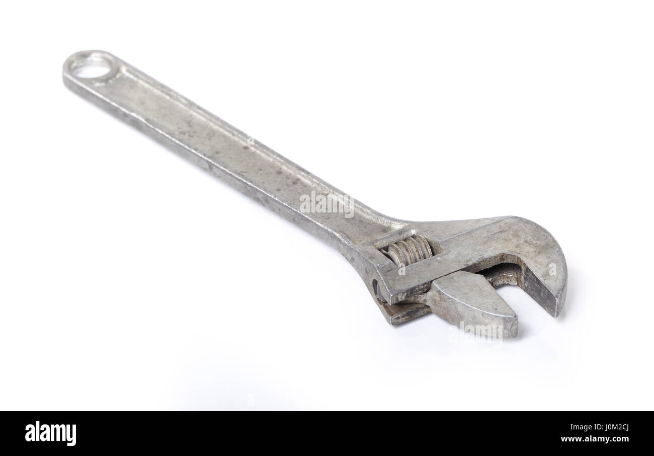 Adjustable wrench isolated on white background Stock Photo - Alamy