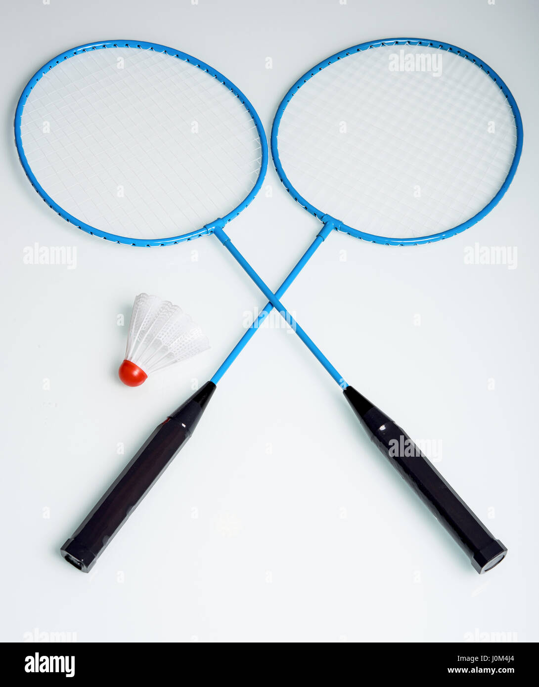pair blue badminton rackets Stock Photo Alamy