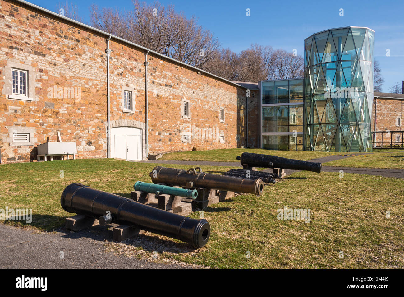 Montreal, CA - 13 April 2017: Stewart Museum Located at the British military depot on Saint Helen's Island, wit cannons in the foreground Stock Photo