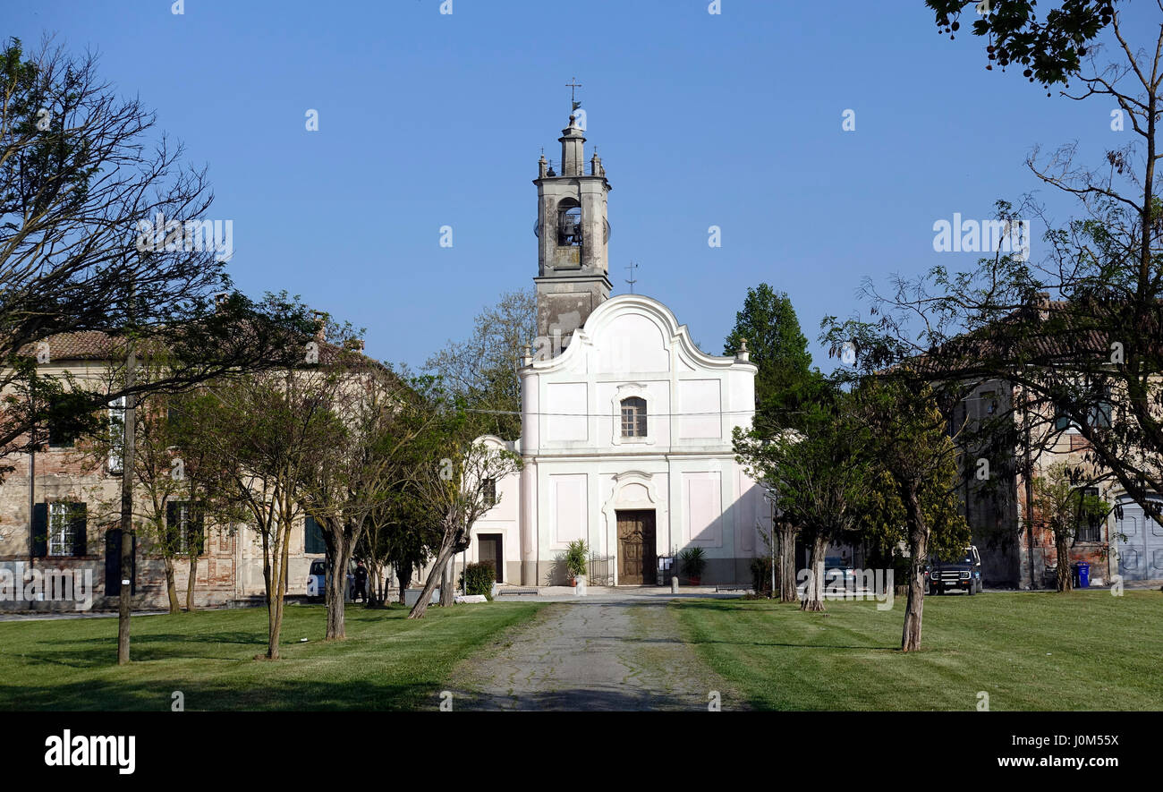 The church of San Benedetto Priorato is a Catholic baroque worship site located in Priory, a small hamlet of Fontanellato, in the province of Parma. Stock Photo