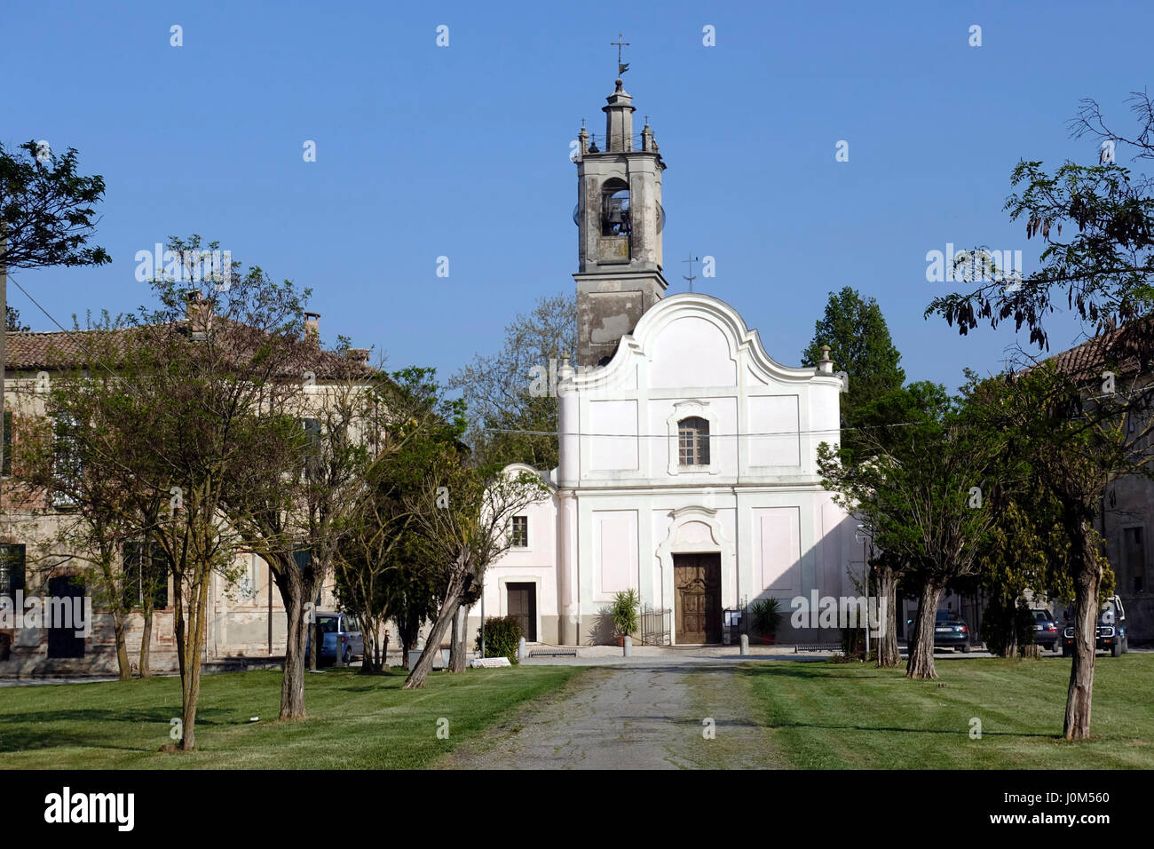 The church of San Benedetto Priorato is a Catholic baroque worship site located in Priory, a small hamlet of Fontanellato, in the province of Parma. Stock Photo