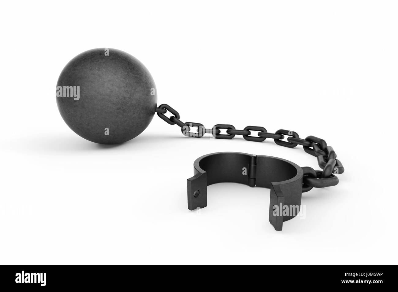 Ball and chain opened. This image indicates a free condition Stock