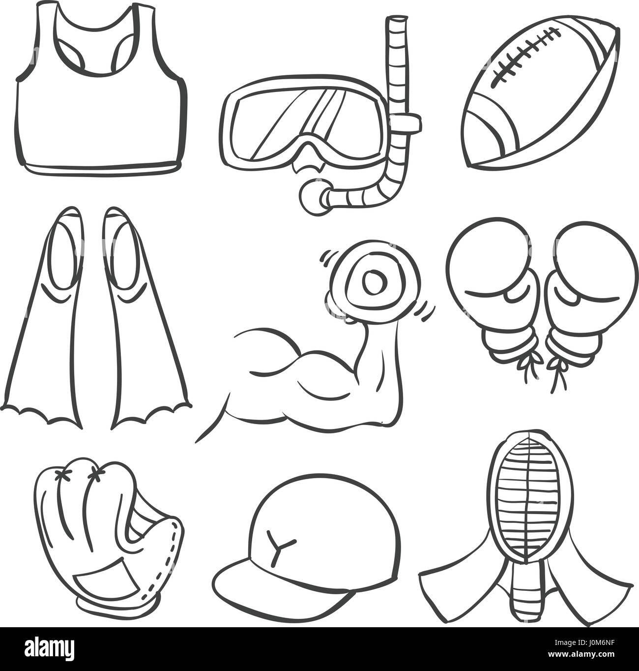 Sport equipment hand draw doodles Stock Vector Image & Art Alamy