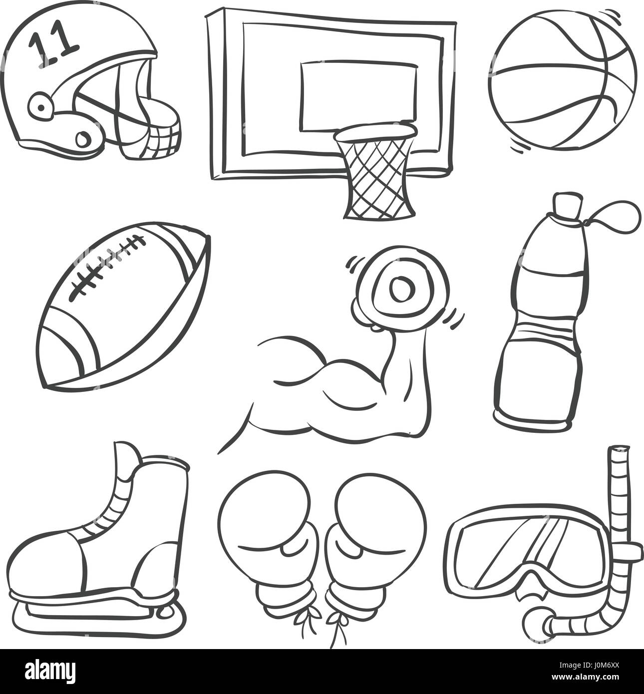 Doodle of sport equipment various style Stock Vector Image & Art - Alamy