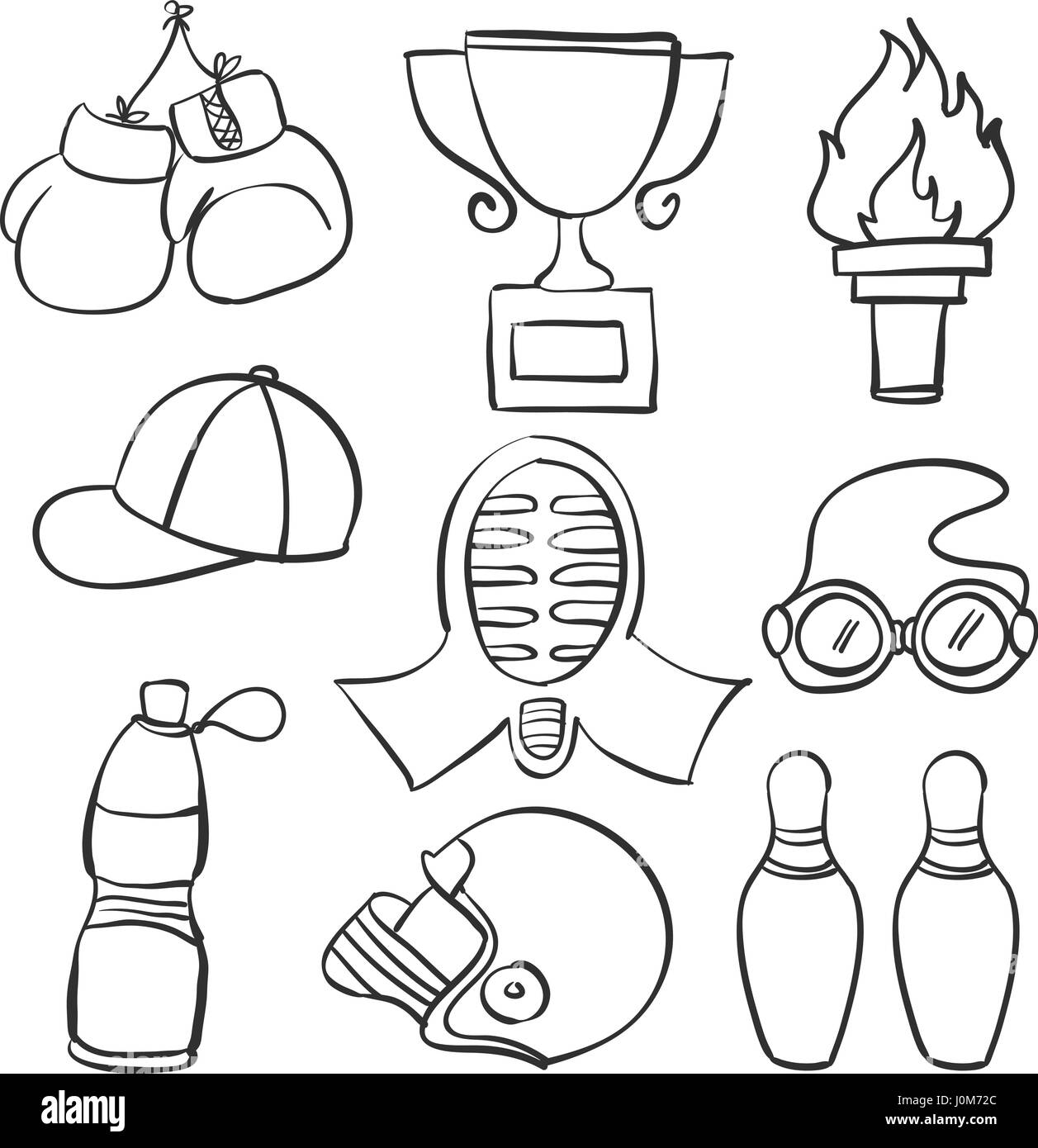 Collection sport equipment hand draw doodles Stock Vector Image & Art