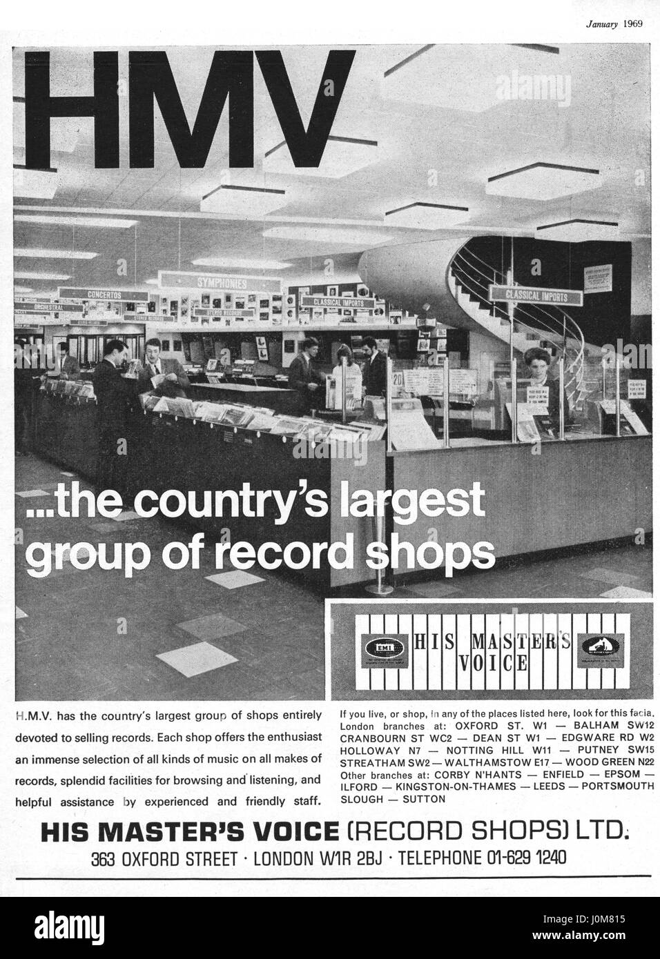 Vintage HMV record shop adverts, 1960s Stock Photo Alamy
