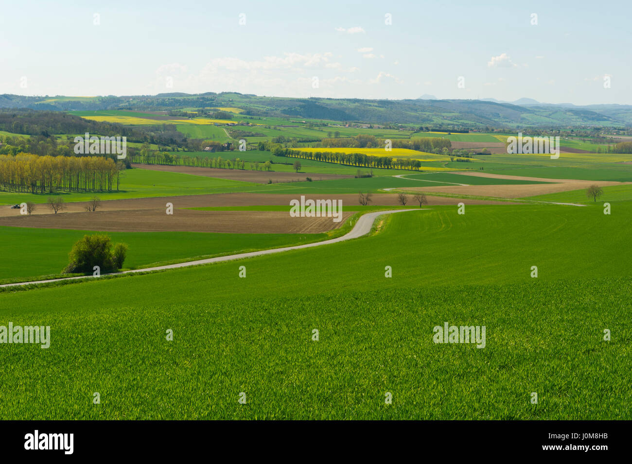 Fields, hamlets and buildings near Charroux, Allier Auvergne France Stock Photo